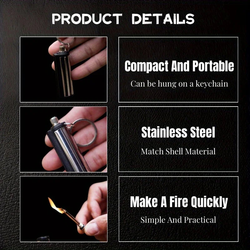 TopFlames 10Pcs Metal Fuel Lighters Multifunction Keychain Fire Starter