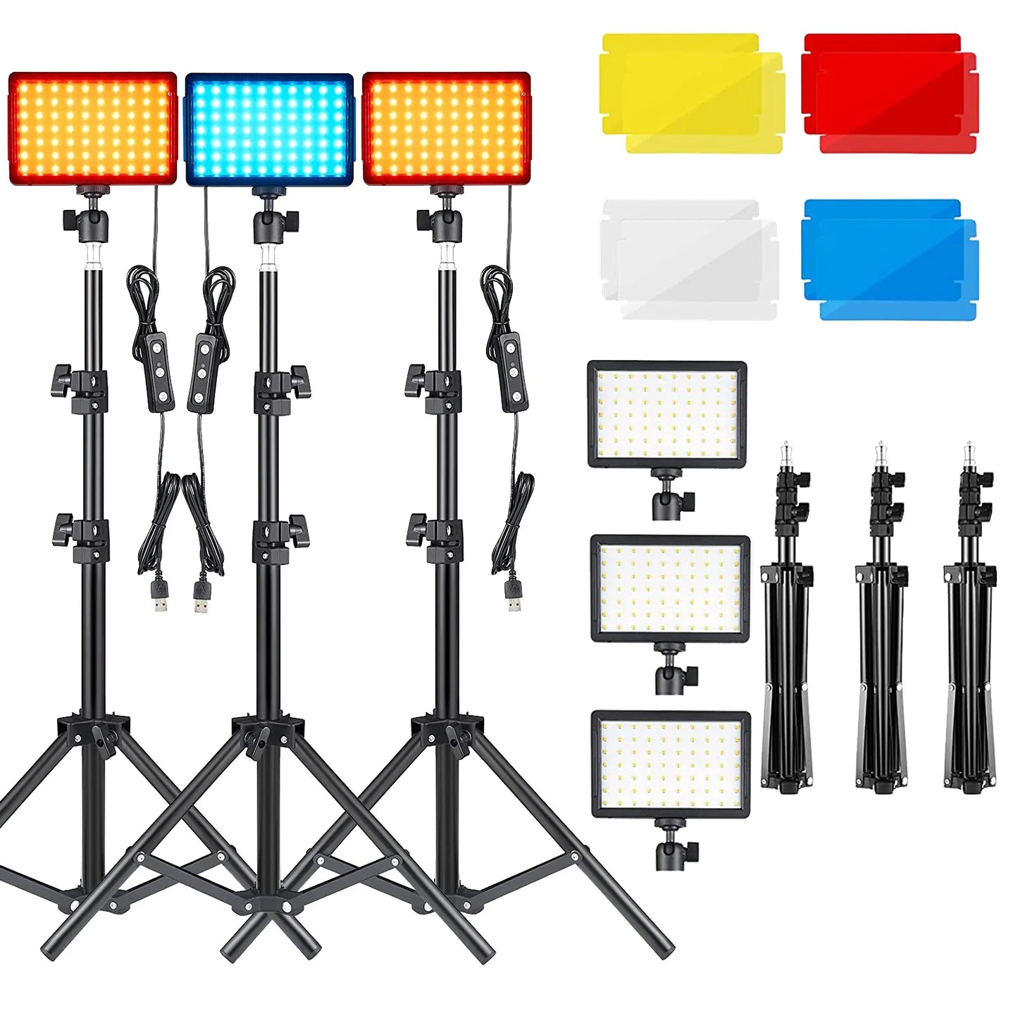 BTFOOR LED Photography Video Light Panel With Tripod RGB Filters