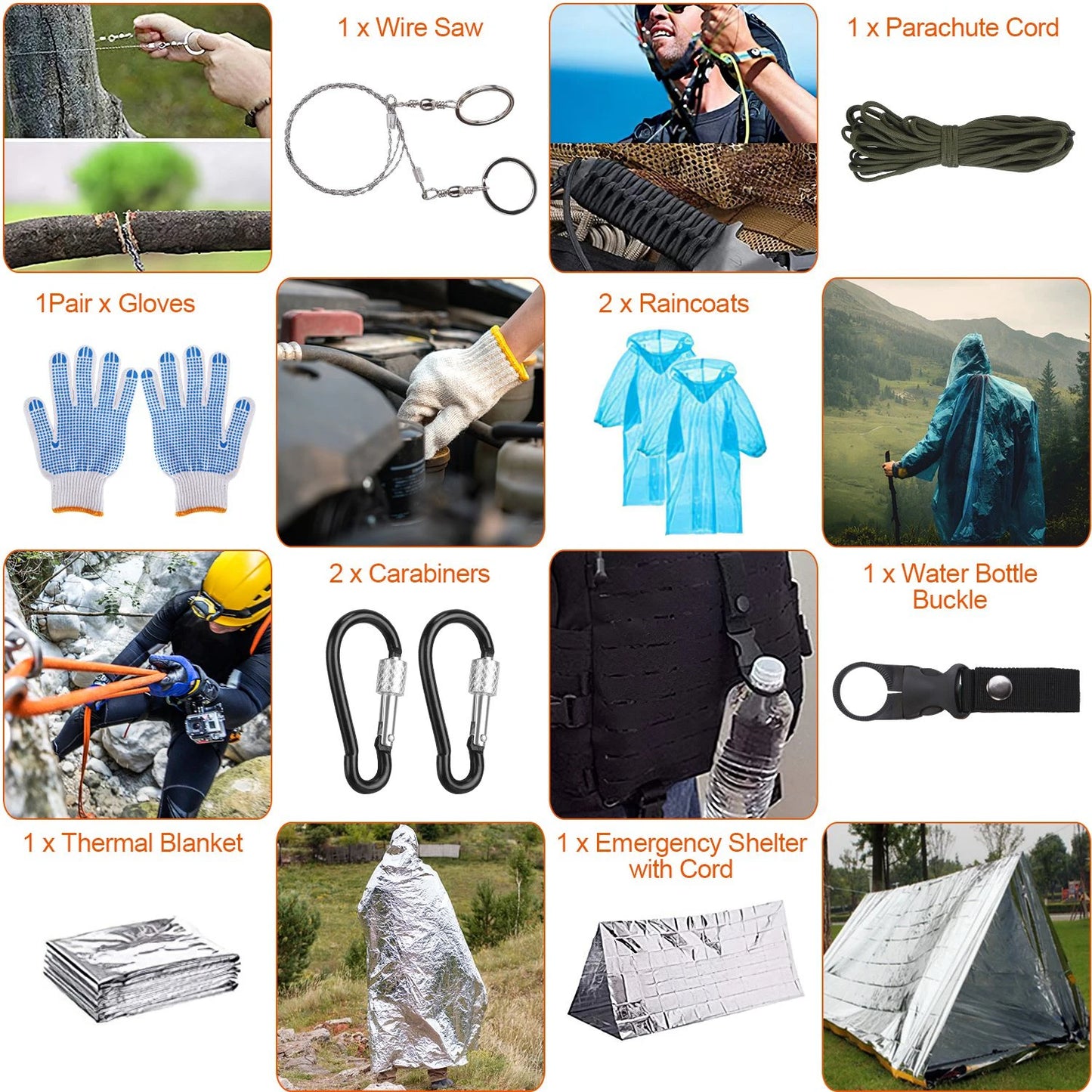 AUKYGGU 125 In 1 Emergency Survival Kit For Outdoor Camping Gear