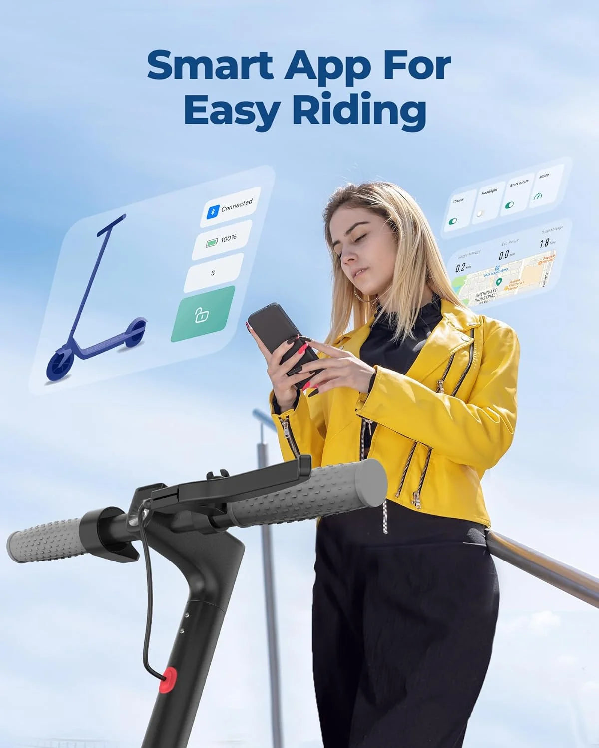 AOVOPRO AP07 Electric Scooter With Smart App Control 40 To 60km 36V