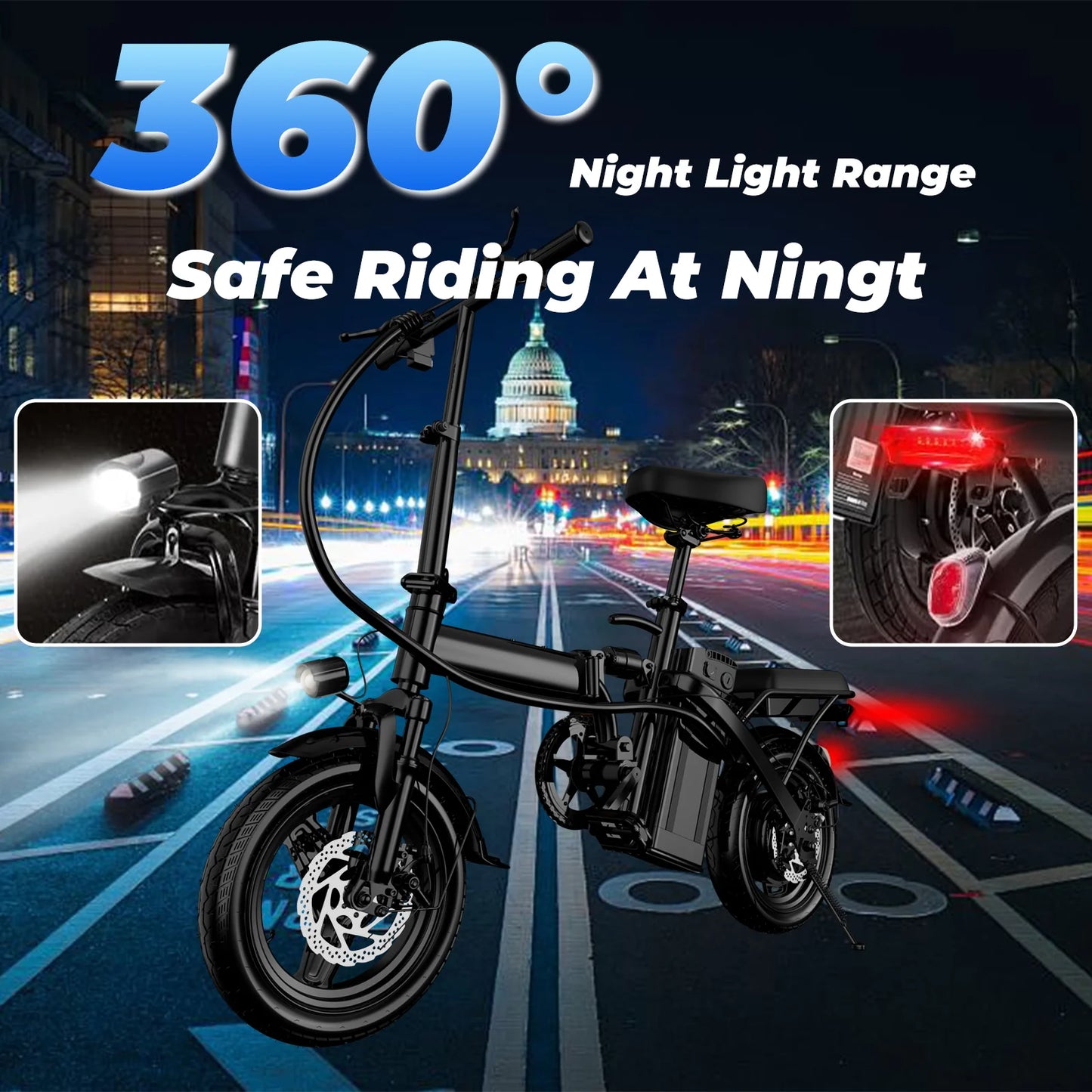 LELEKUAI 500W Adult Folding Electric Bike With Removable 48V Battery