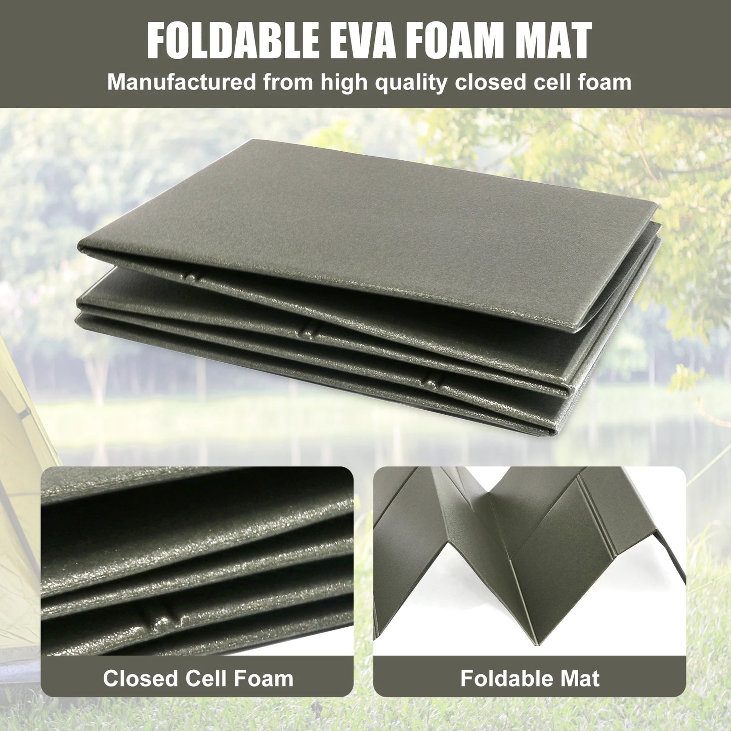 NONECN Tactical Foldable Sleeping Mat Waterproof Kneeling Pad Outdoors