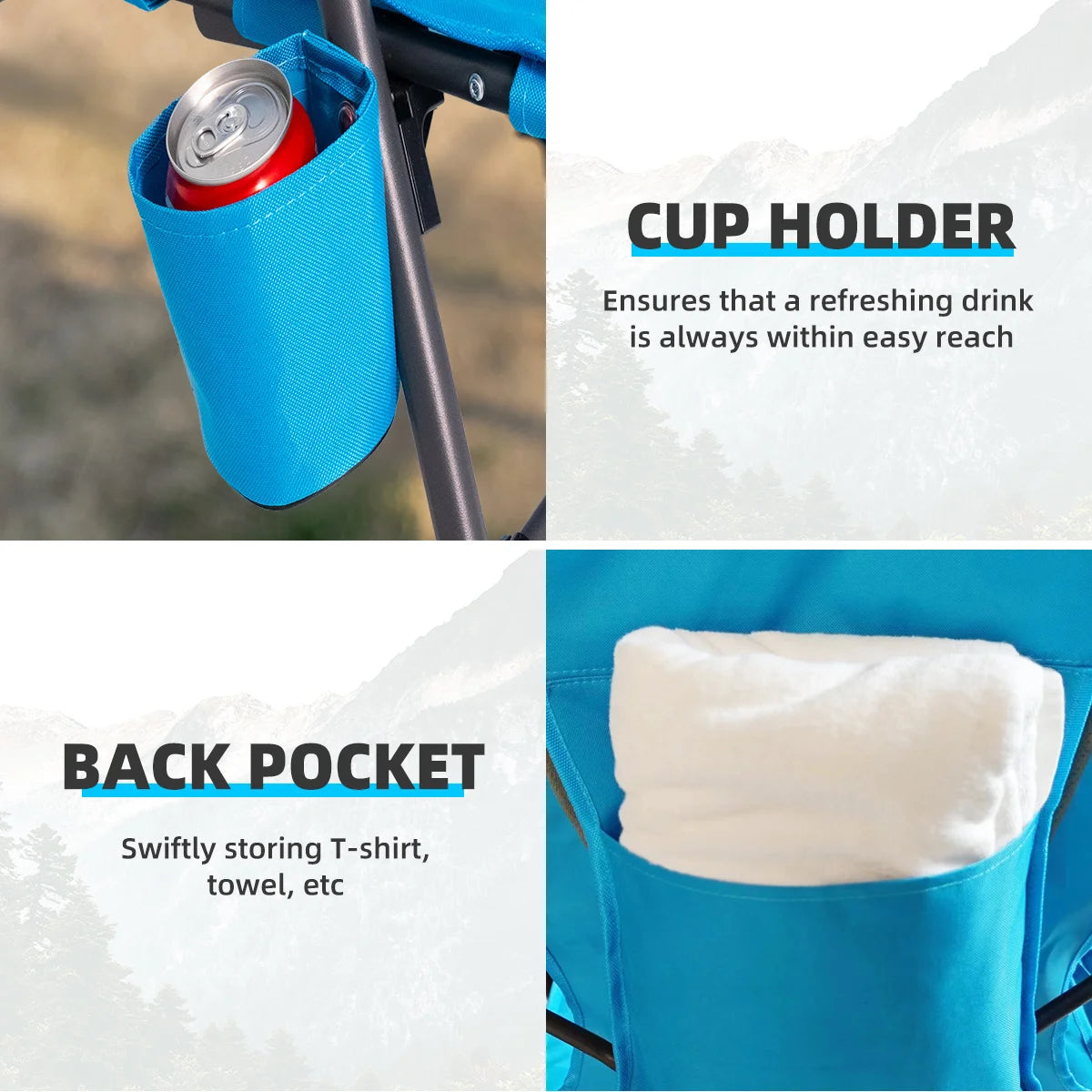 Tisetrail Beach Chair With Cup Holder Folding Sling Chair