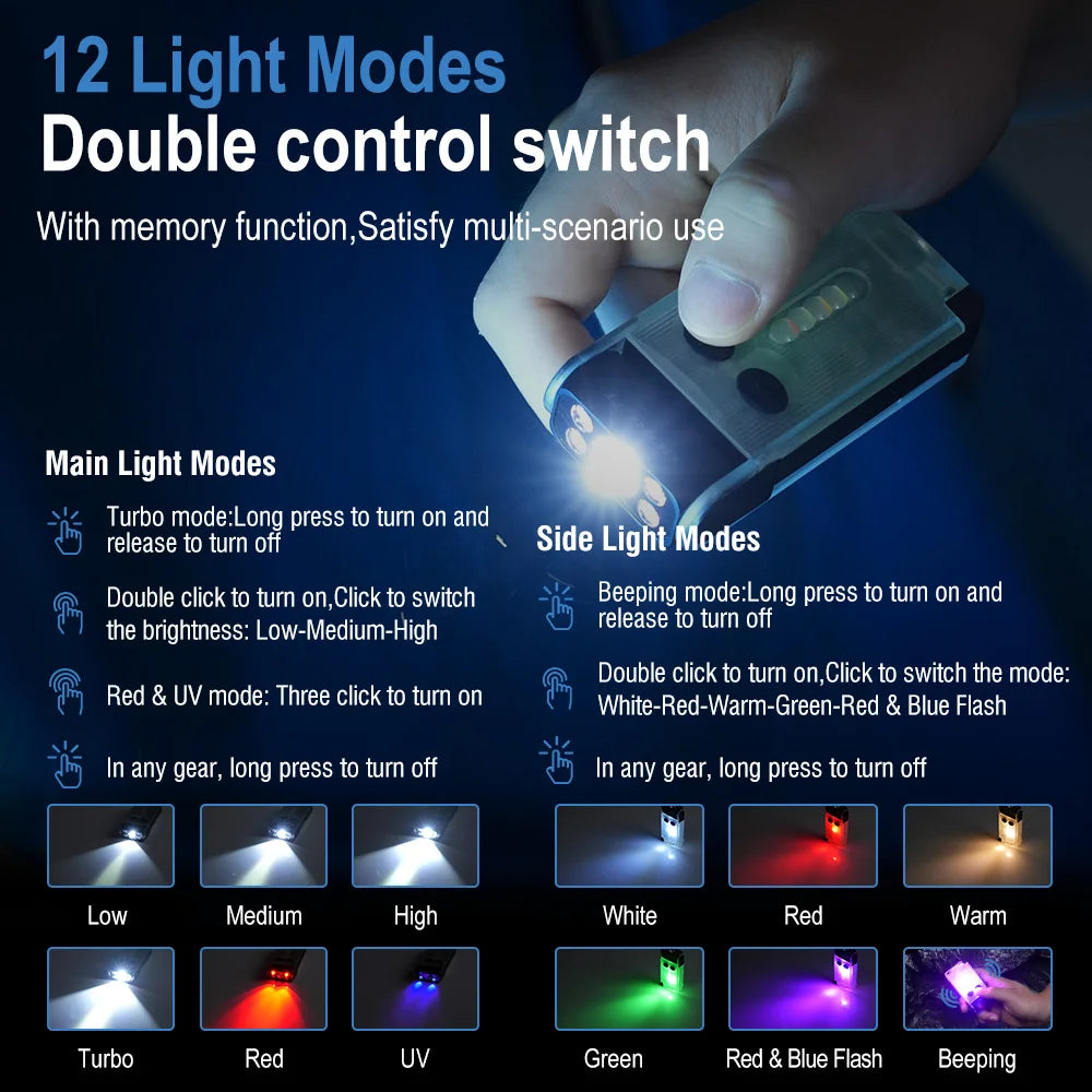 BORUIT V30 UV LED Flashlight Type C Rechargeable Power Bank