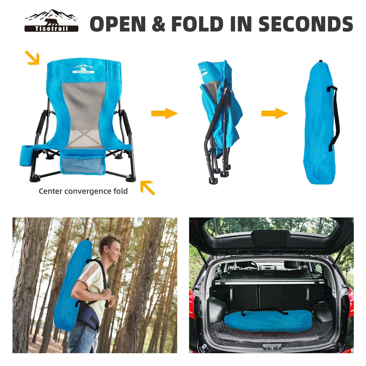 Tisetrail Beach Chair With Cup Holder Folding Sling Chair