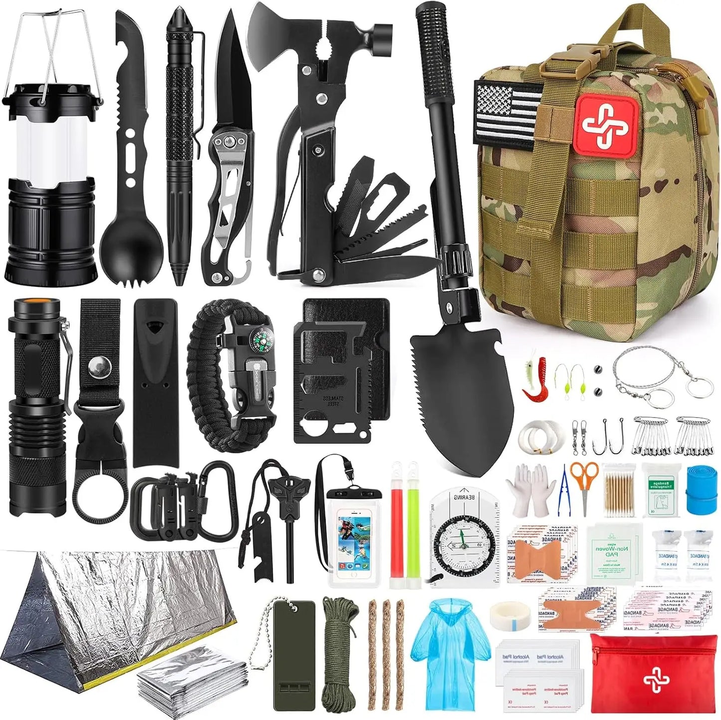 Emergency Survival Kit With Molle Bag And Tent For Outdoor Adventure