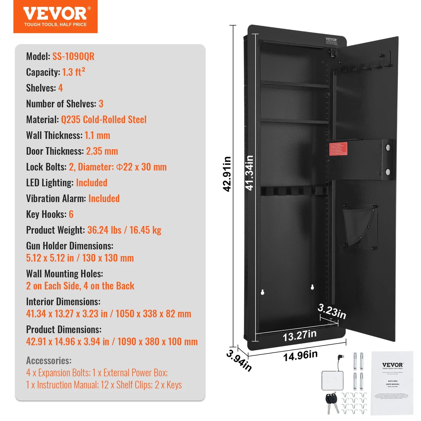 SucceBuy In Wall Safe With Keypad 3 Tier Hidden Safe