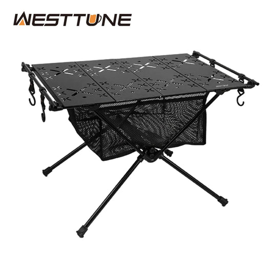 WESTTUNE Folding Camping Table Aluminum Lightweight Portable Outdoor Mesh Bag