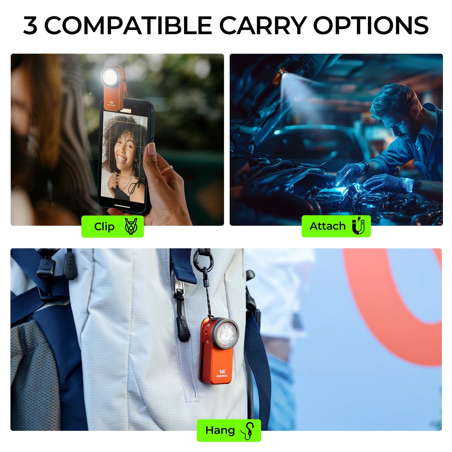 Wurkkos HD03 USB C Rechargeable Mini Clip Light RGB Magnet