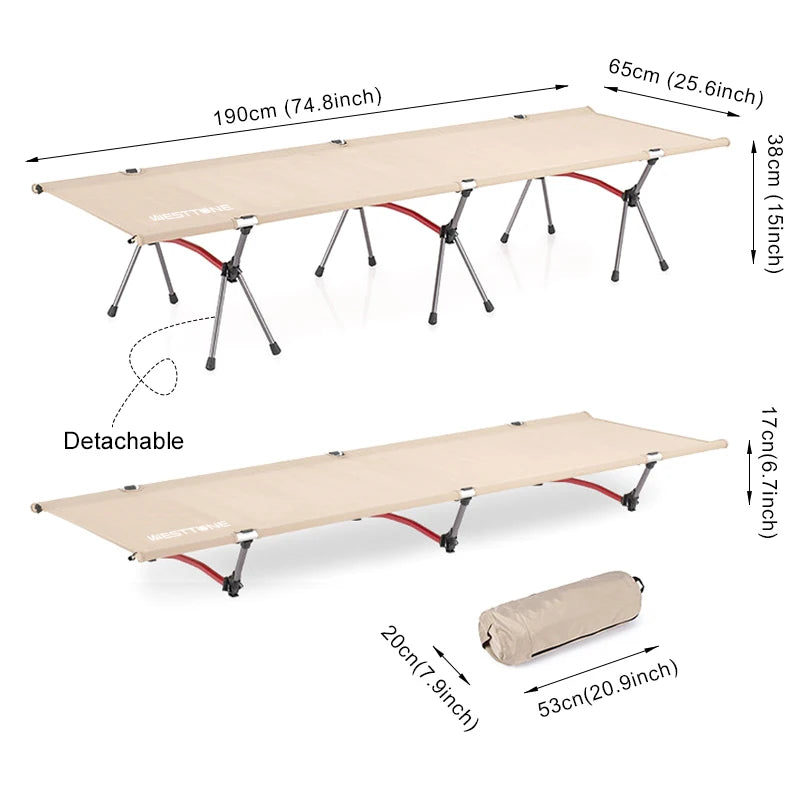 West Tune Camping Cot With Leg Extenders Ultralight Aluminum Bed