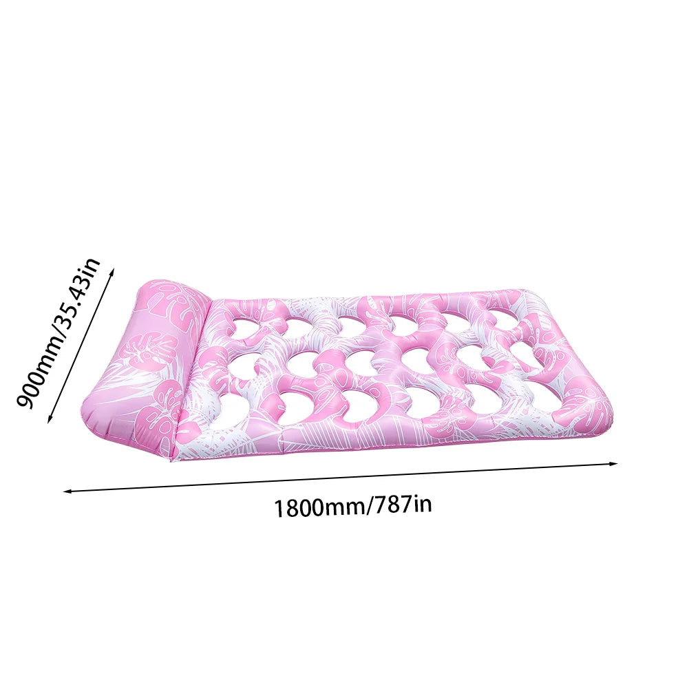 Inflatable Pool Float Lounger With Headrest Water Sleeping Bed