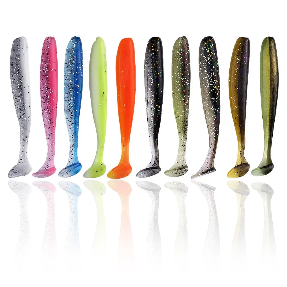 T Tail Worm Soft Bait Paddle Tail Lures Bass Trout