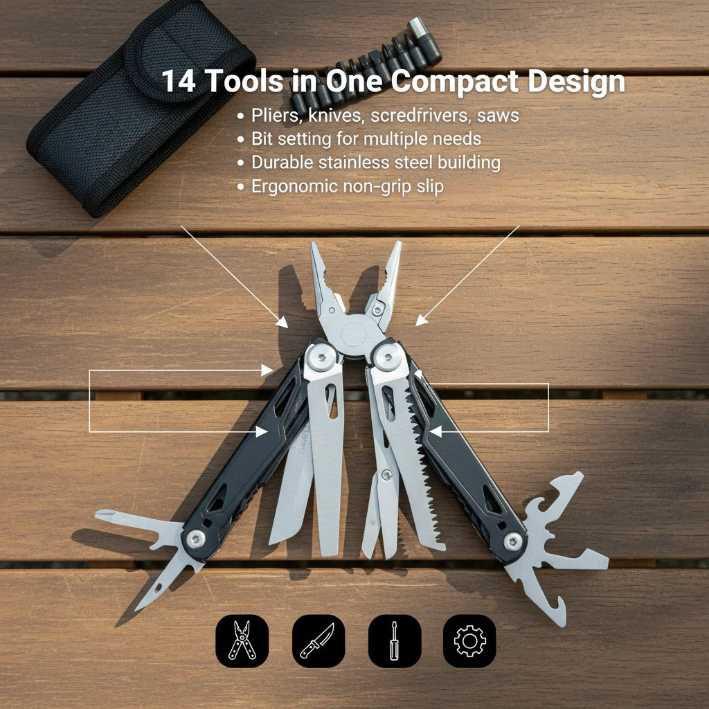 Multitool Pliers Survival Tool With Saw Screwdriver Scissors Camping