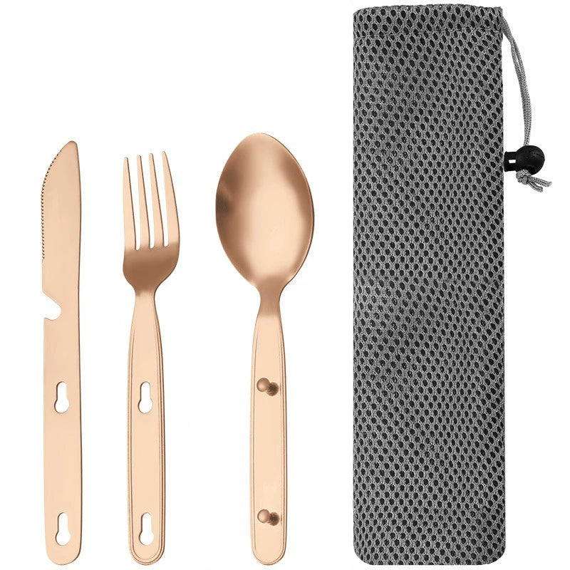 Stainless Steel Folding Camping Cutlery Set For Hiking And Picnics