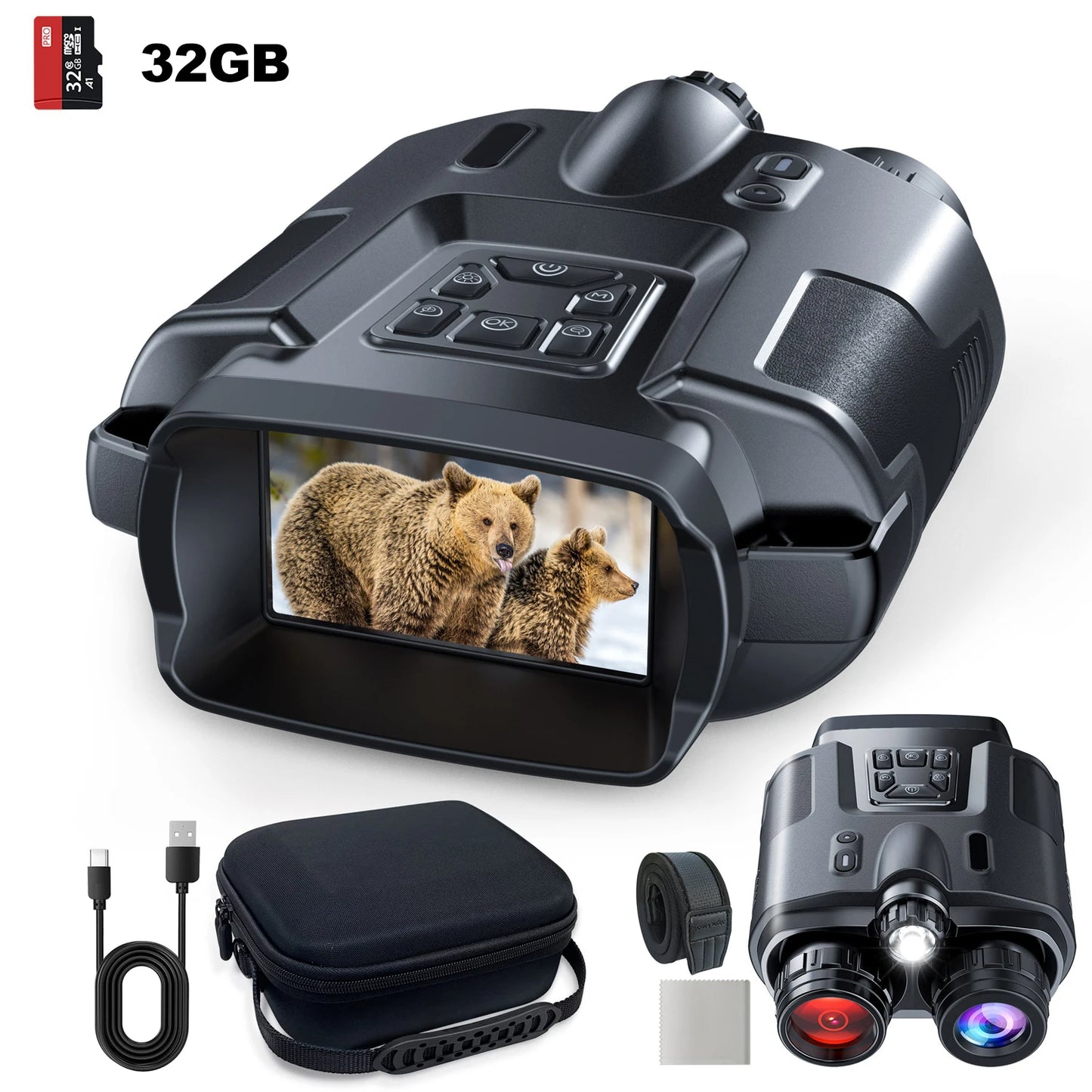 USB Rechargeable 4K Night Vision Binoculars 5000mAh 600m Range And 8xZoom