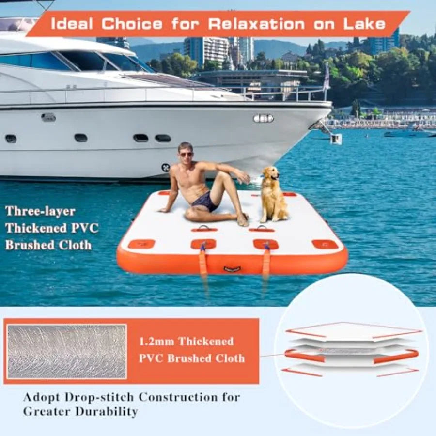 OLOEY Inflatable Floating Dock Swim Platform For Lake Pool Beach