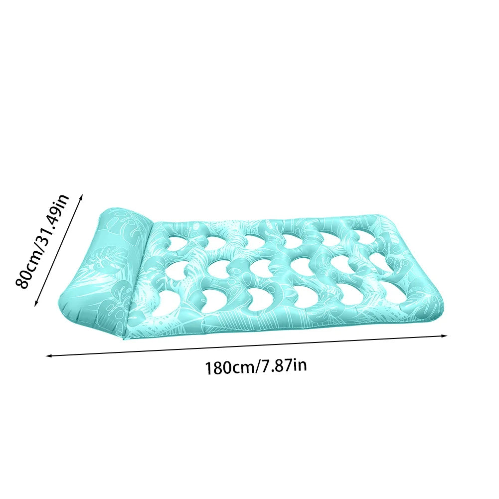 Inflatable Pool Float Lounger With Headrest Water Sleeping Bed