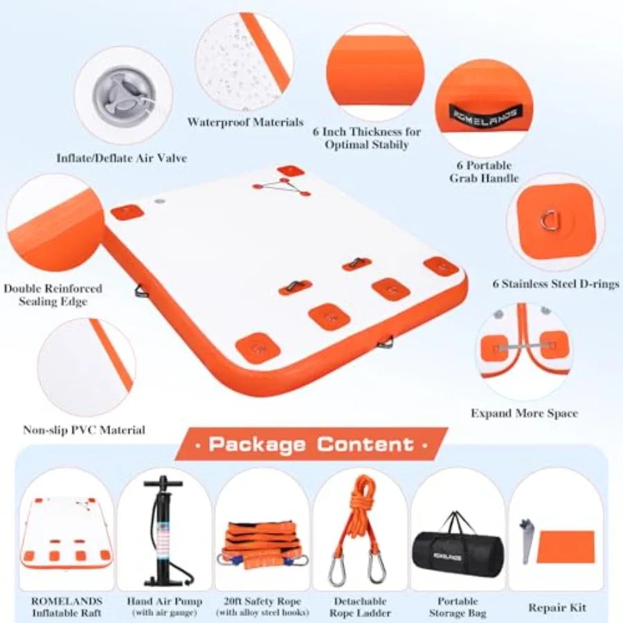 OLOEY Inflatable Floating Dock Swim Platform For Lake Pool Beach