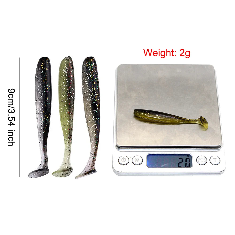 T Tail Worm Soft Bait Paddle Tail Lures Bass Trout