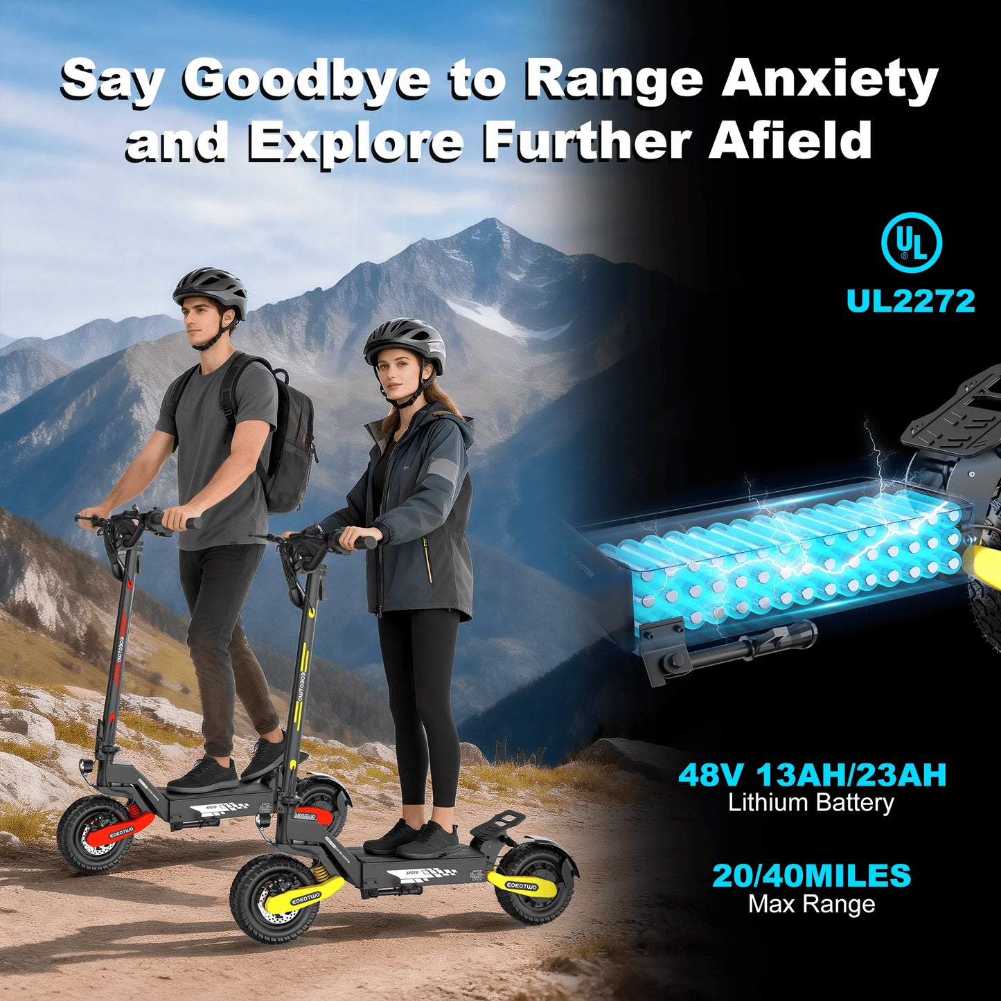 EOEOTWO GT06 Electric Scooter 30MPH 1200W Offroad Dual Suspension