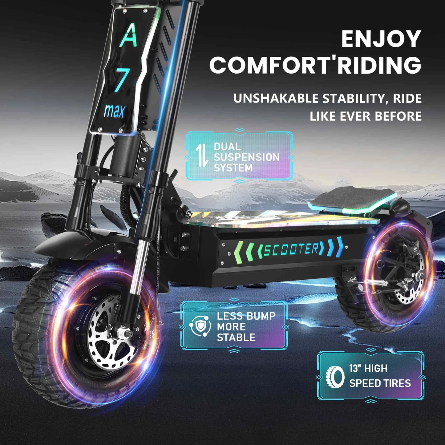 GleeRide A7 Max Off-Road Electric Scooter 2x5000W Motors
