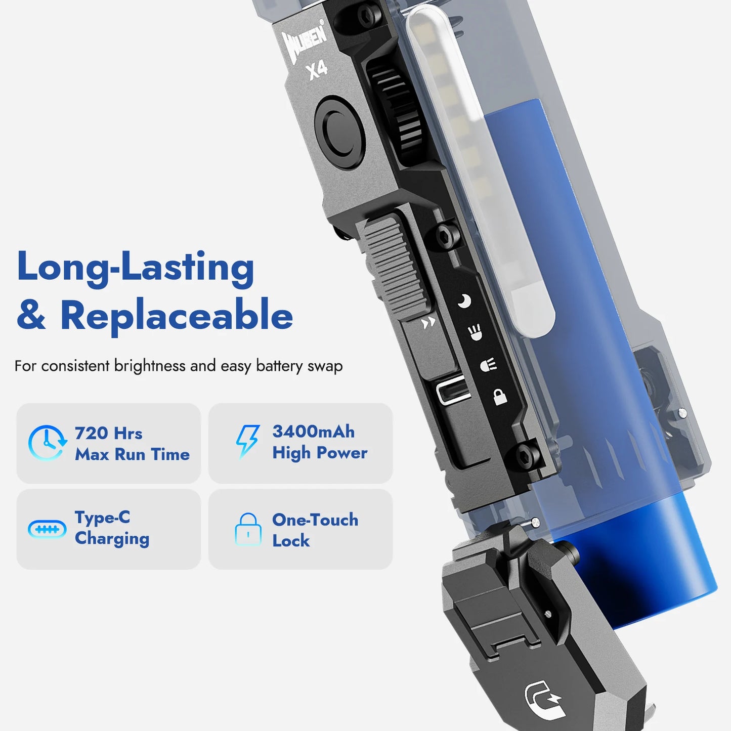 WUBEN X4 EDC Flashlight 1600 Lumen IP68 Rechargeable Pocket Light