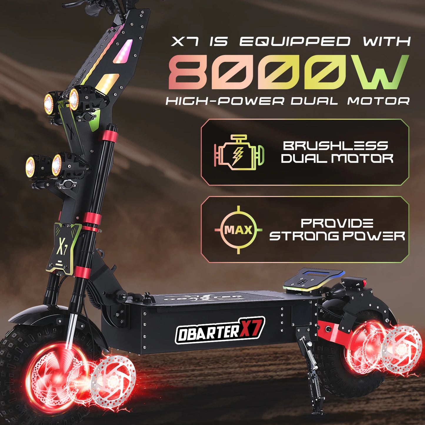 Obarter X7 Dual Motor Off Road Electric Scooter 60V40Ah