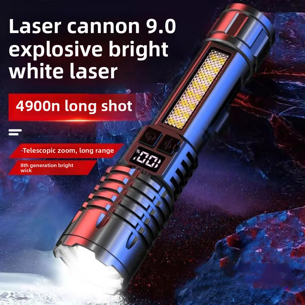 High Power LED Flashlight Rechargeable TypeC Zoom Torch Outdoors