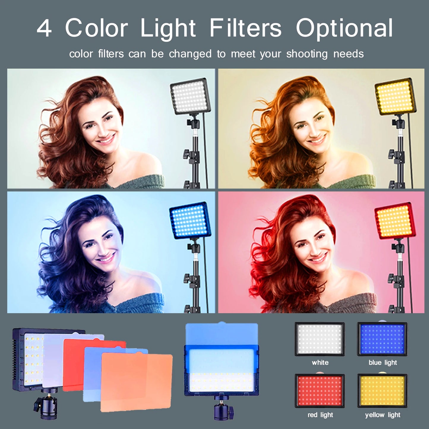 BTFOOR LED Photography Video Light Panel With Tripod RGB Filters