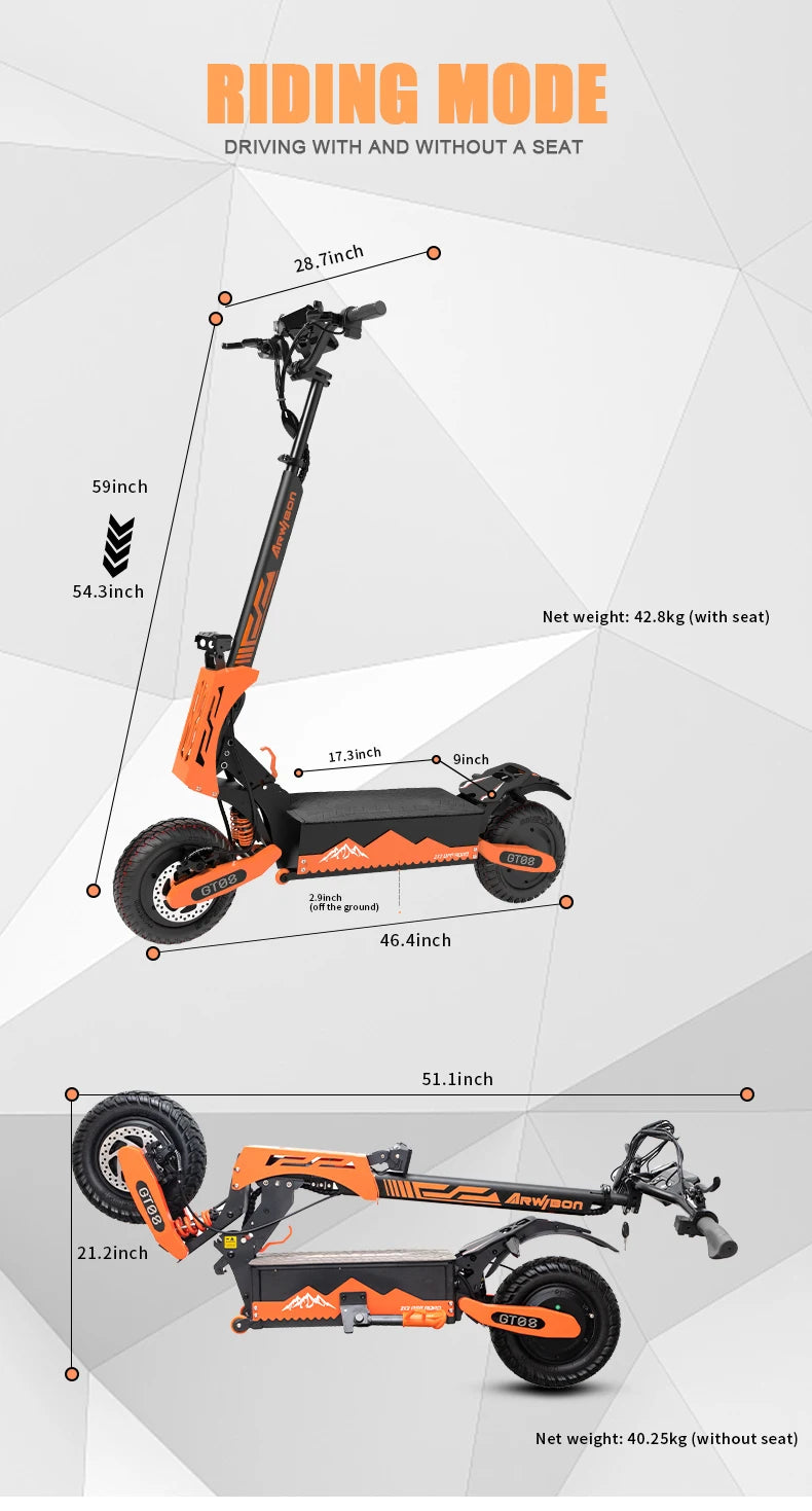 Arwibon 5600W Dual Motor Electric Scooter Folding Off Road