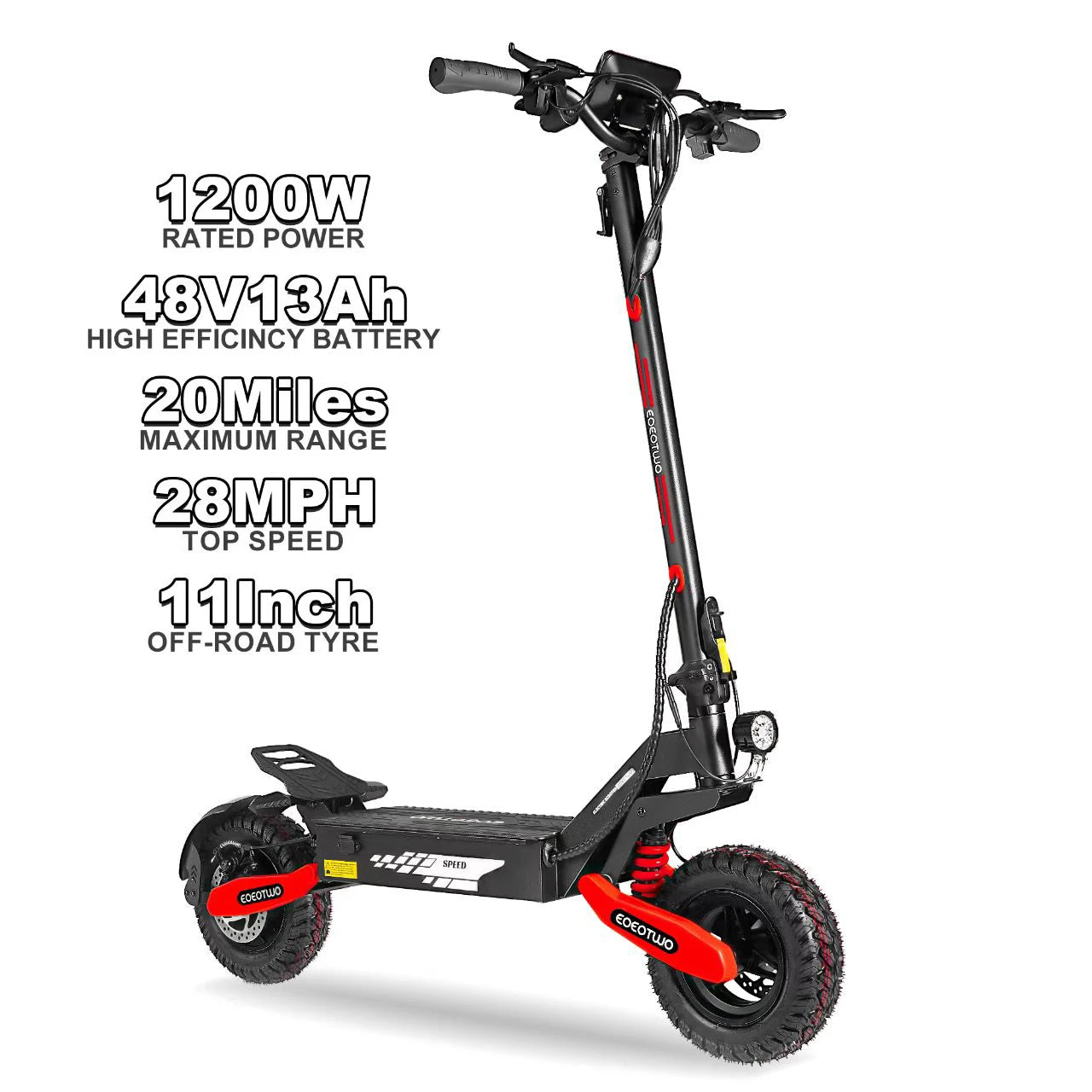 EOEOTWO GT06 Electric Scooter 30MPH 1200W Offroad Dual Suspension