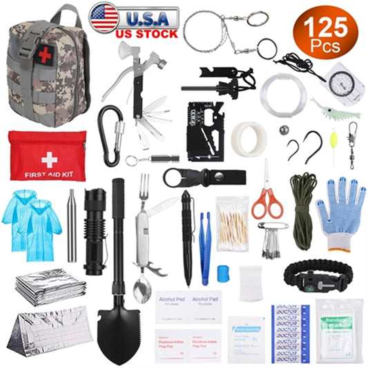AUKYGGU 125 In 1 Emergency Survival Kit For Outdoor Camping Gear