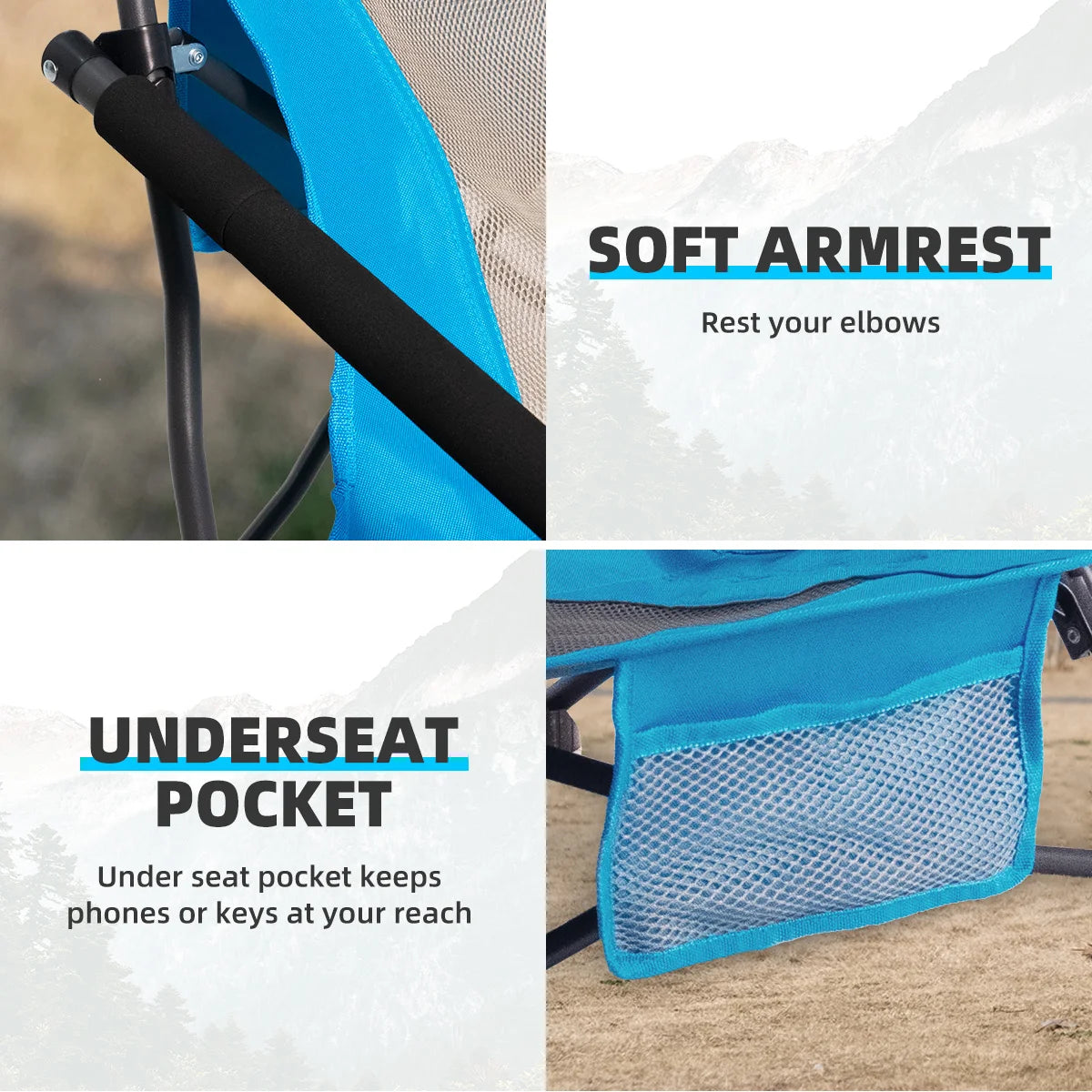 Tisetrail Beach Chair With Cup Holder Folding Sling Chair