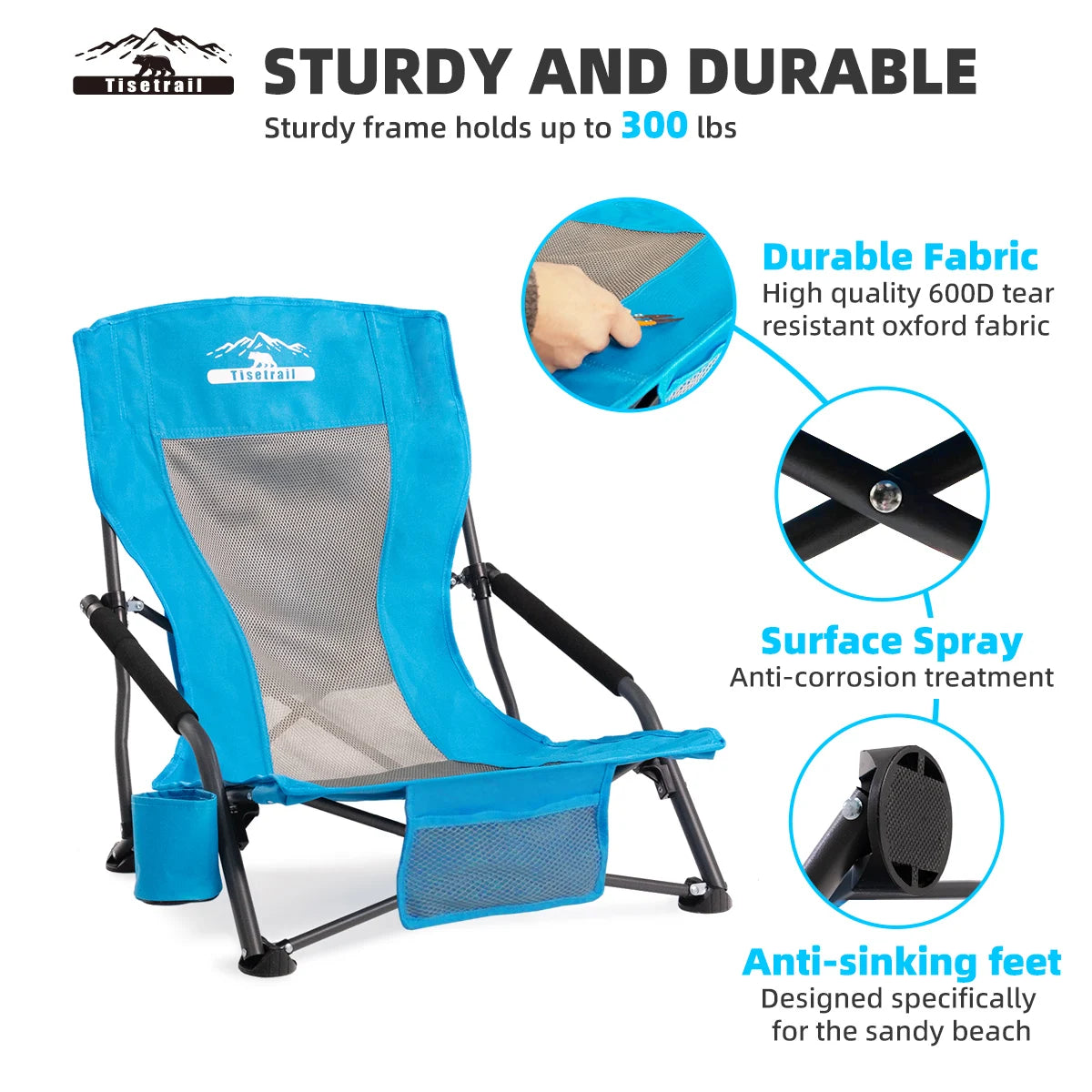 Tisetrail Beach Chair With Cup Holder Folding Sling Chair
