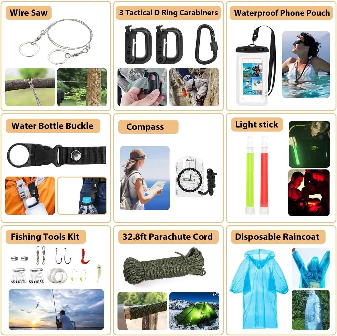 Emergency Survival Kit With Molle Bag And Tent For Outdoor Adventure