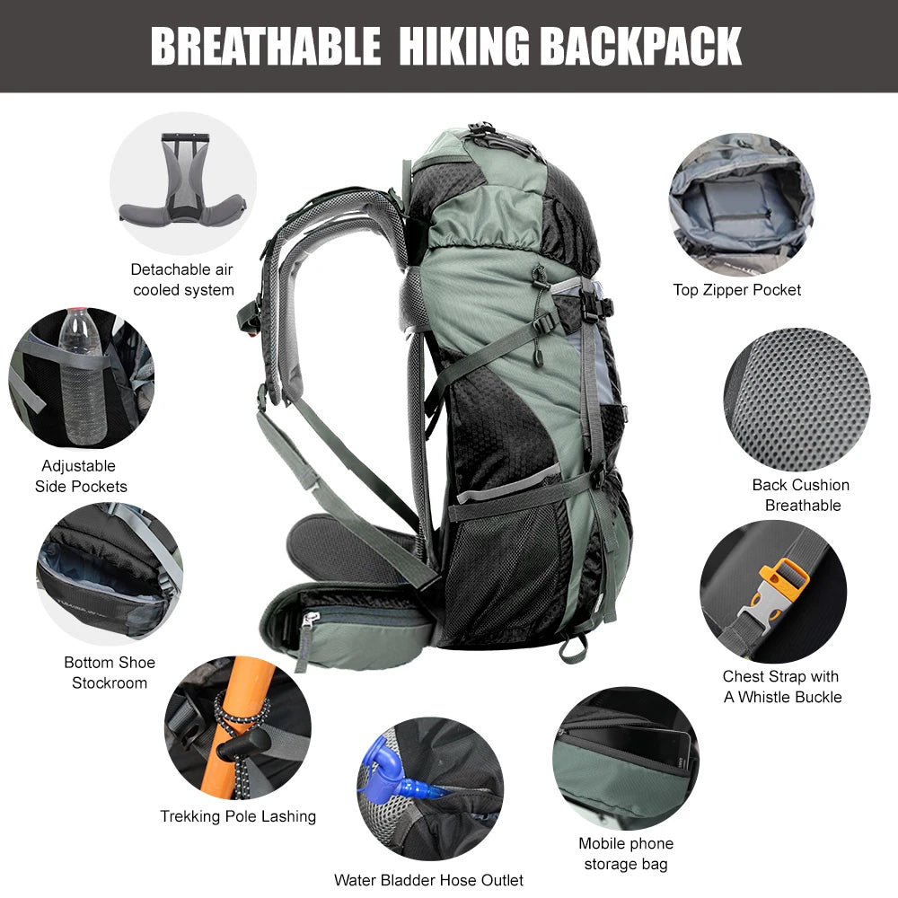 WEST TUNE Explorer Internal Frame Backpack Rain Cover For Hiking