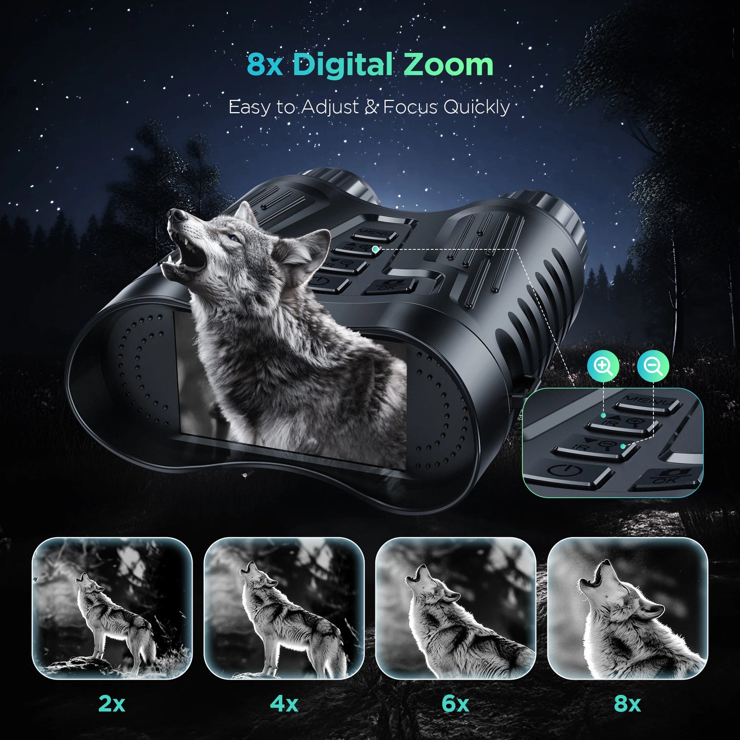 Letcmoi Night Vision 4K UHD Infrared Telescope Binocular 8X Zoom