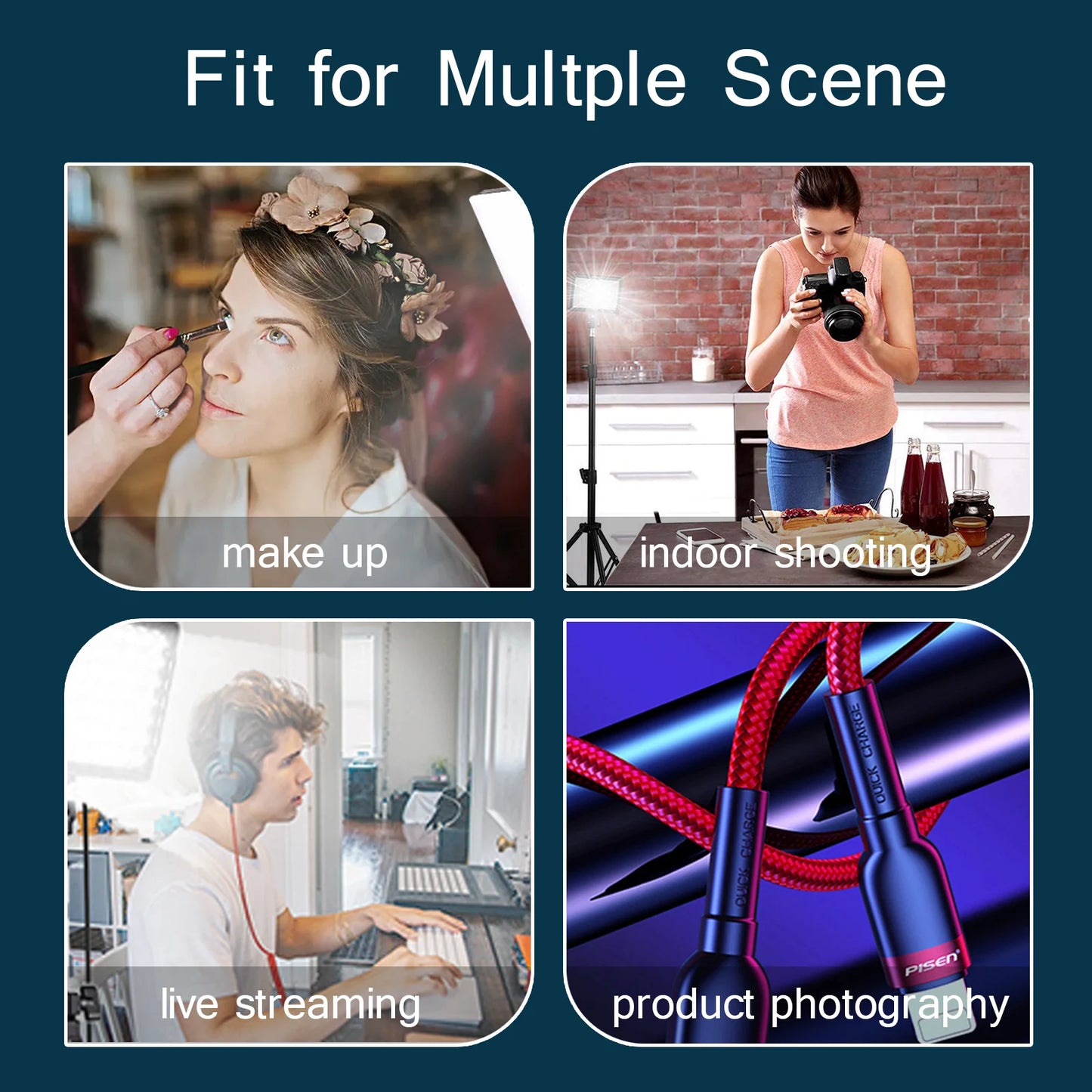 BTFOOR LED Photography Video Light Panel With Tripod RGB Filters