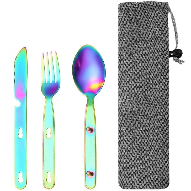 Stainless Steel Folding Camping Cutlery Set For Hiking And Picnics