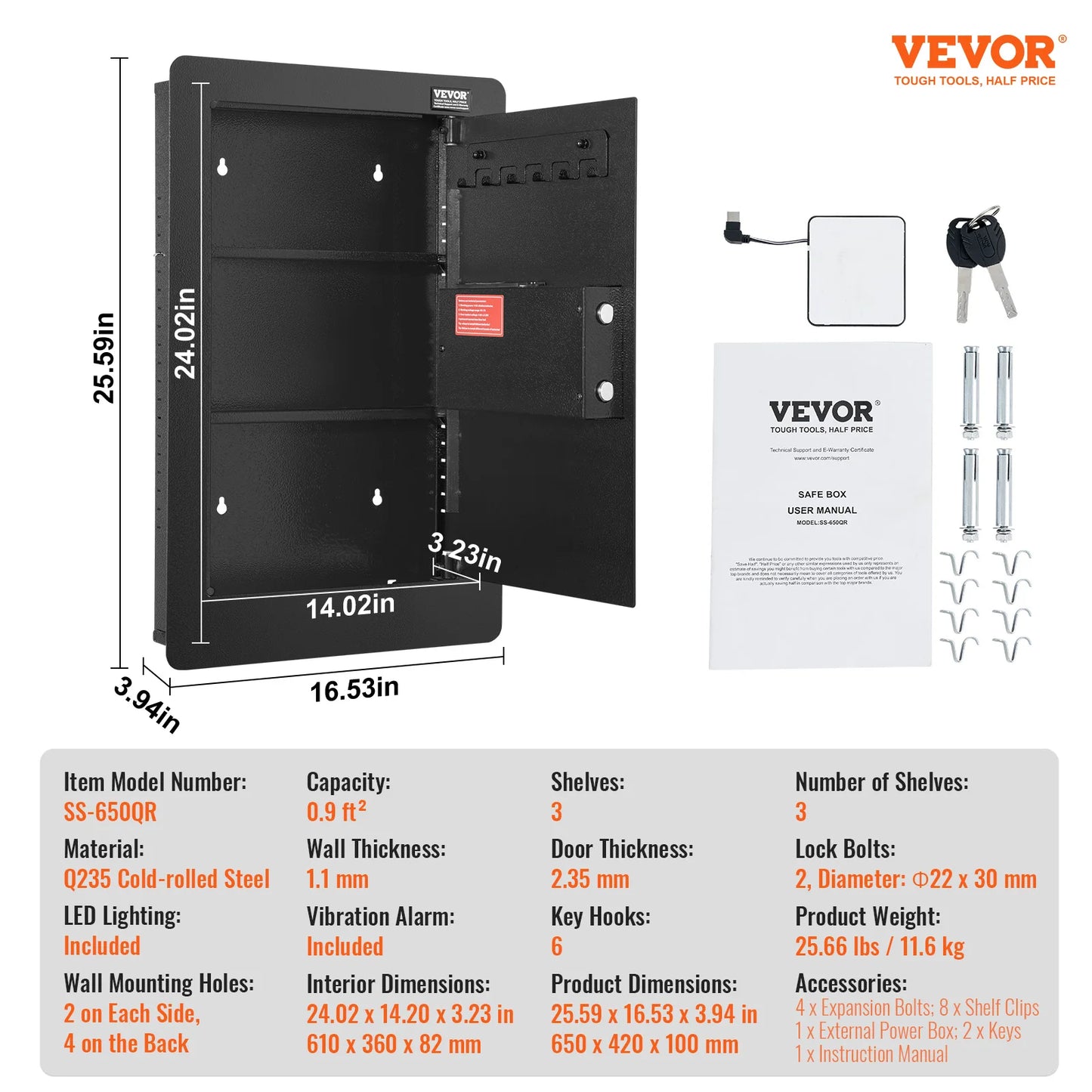 SucceBuy In Wall Safe With Keypad 3 Tier Hidden Safe