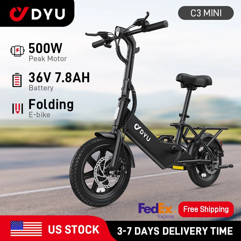 DYU C3 Electric City Bike 500W Motor 36V Battery Urban
