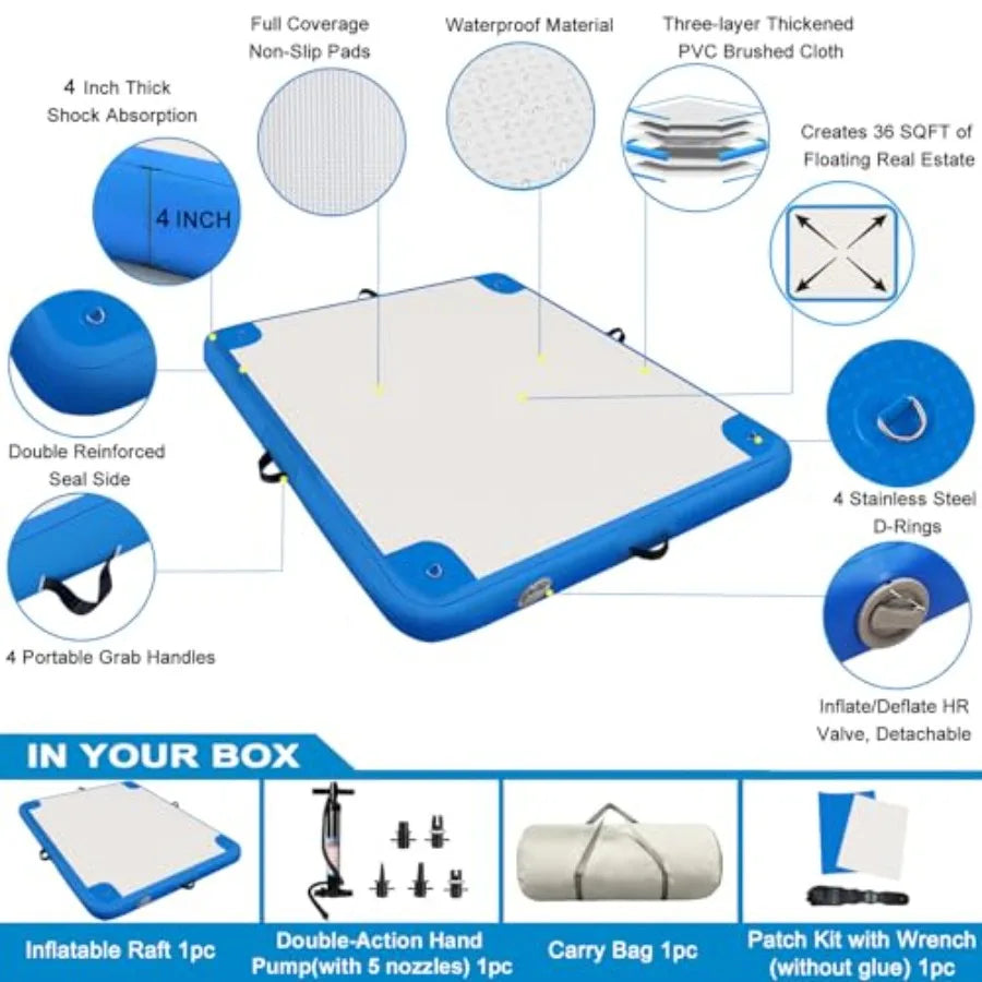 OLOEY Inflatable Lake Float for Adults Multi Person Swim Deck
