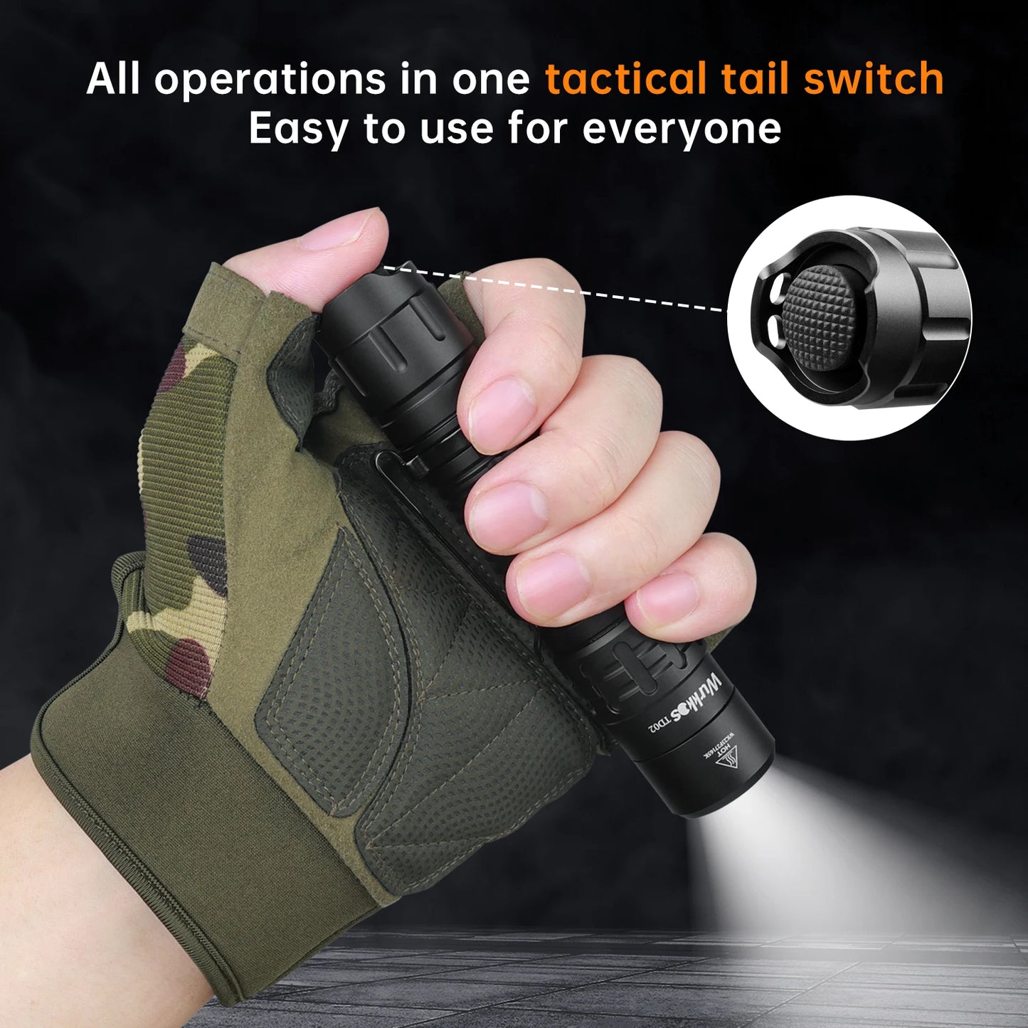Wurkkos TD02 Tactical Flashlight 2000 Lumen USB Type C Rechargeable
