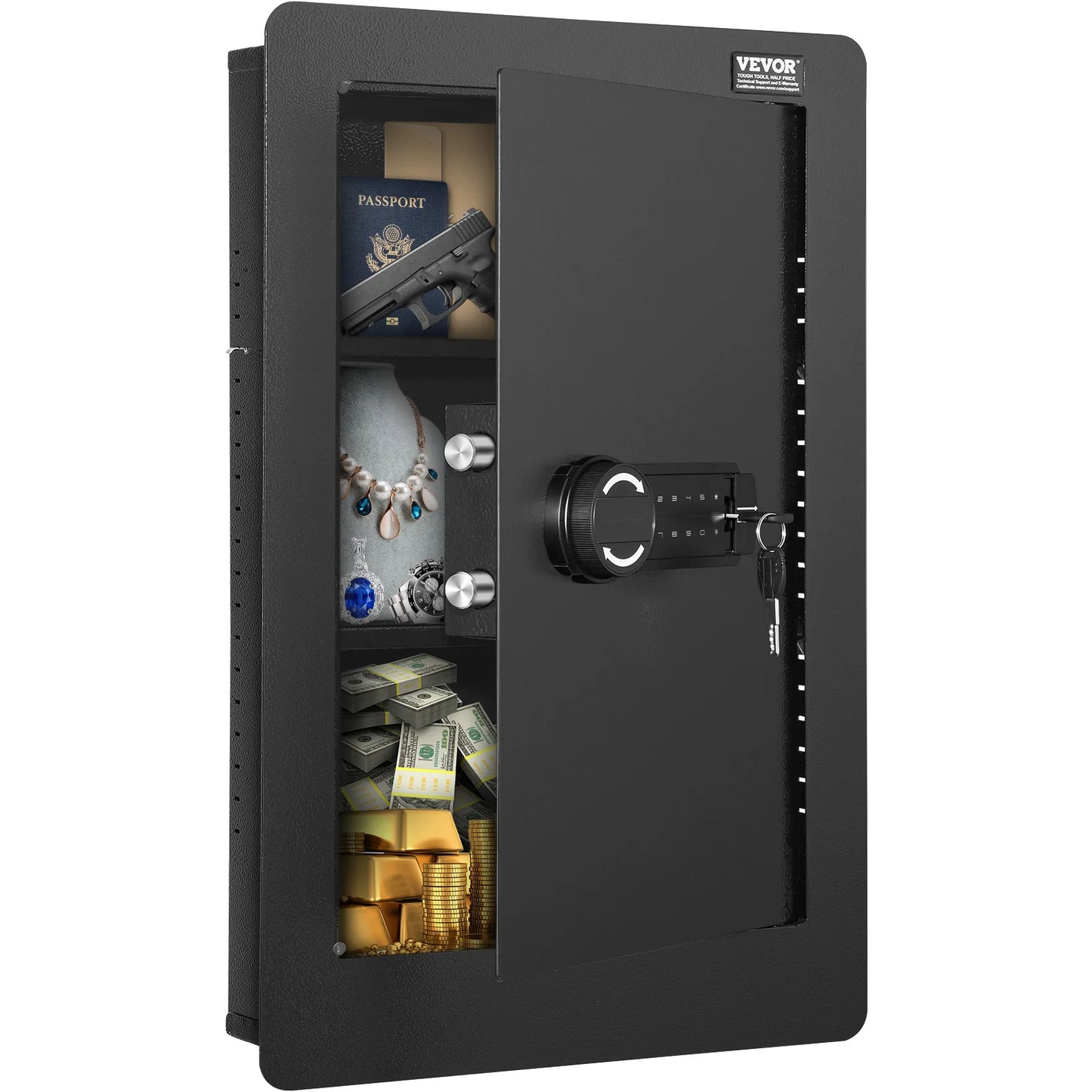 SucceBuy In Wall Safe With Keypad 3 Tier Hidden Safe