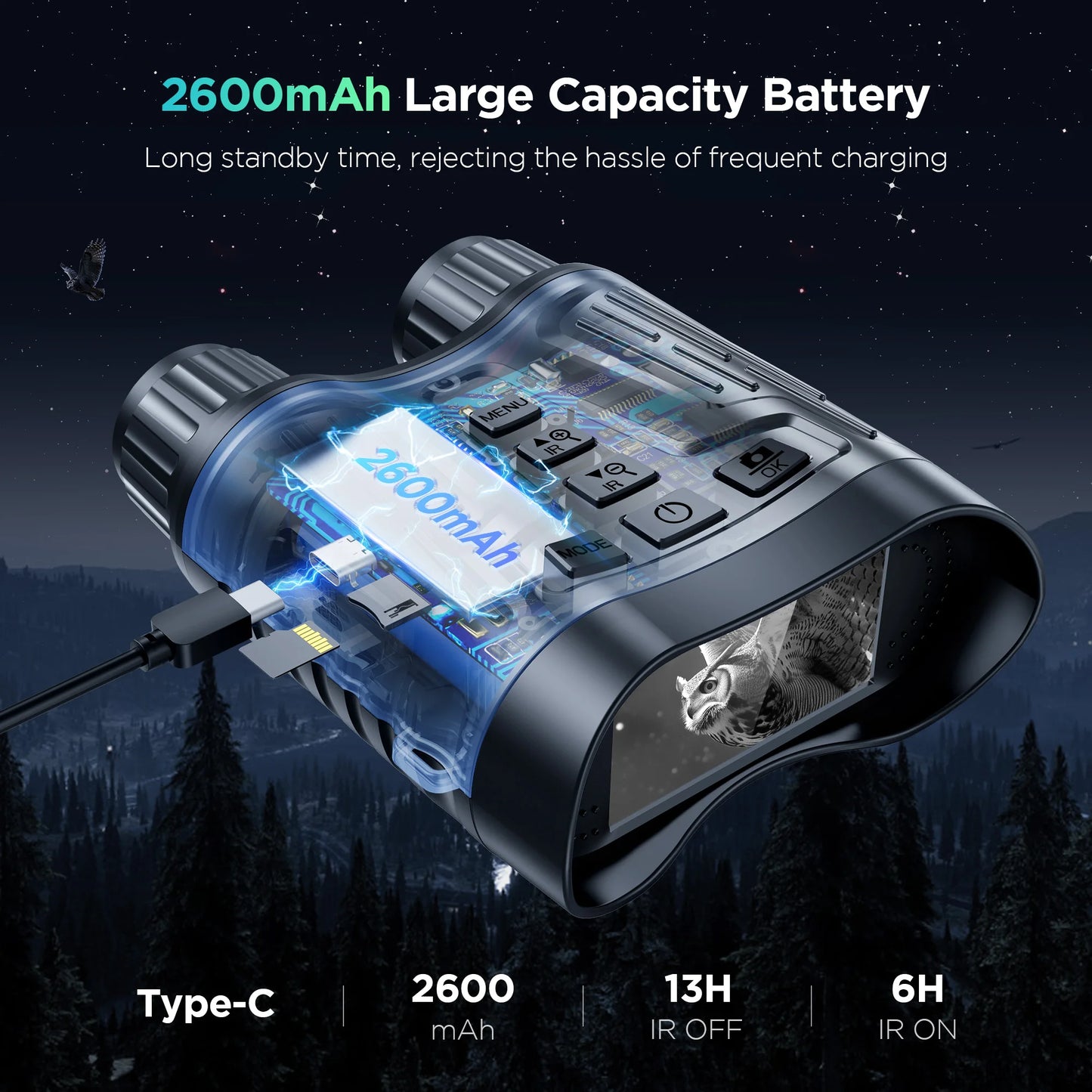 Letcmoi Night Vision 4K UHD Infrared Telescope Binocular 8X Zoom
