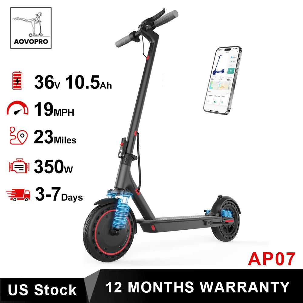 AOVOPRO AP07 Electric Scooter With Smart App Control 40 To 60km 36V