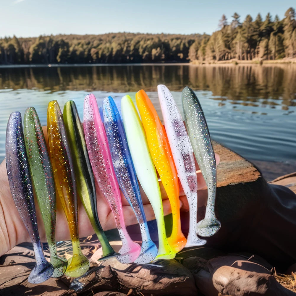 T Tail Worm Soft Bait Paddle Tail Lures Bass Trout