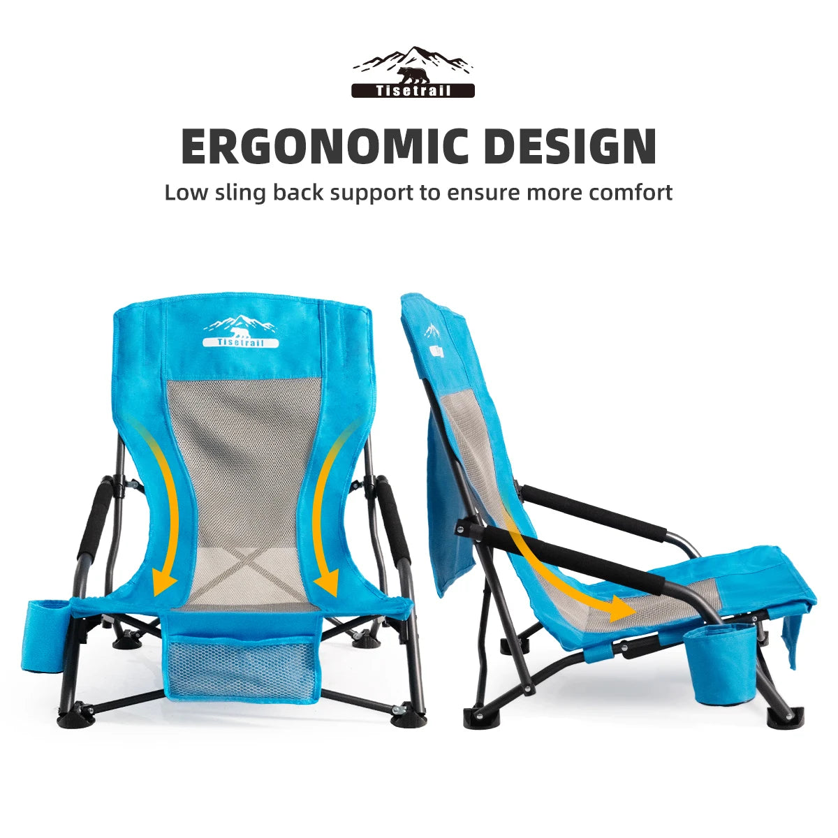 Tisetrail Beach Chair With Cup Holder Folding Sling Chair