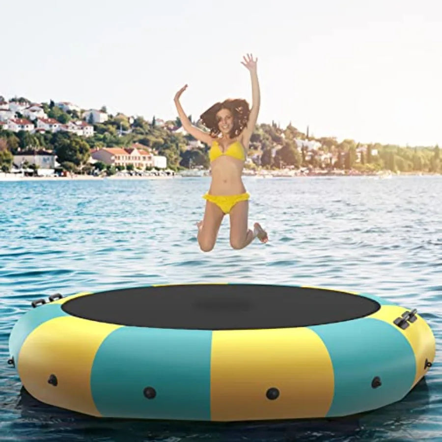 OLOEY Inflatable Water Trampoline For Lake With Electric Pump RopeLadder