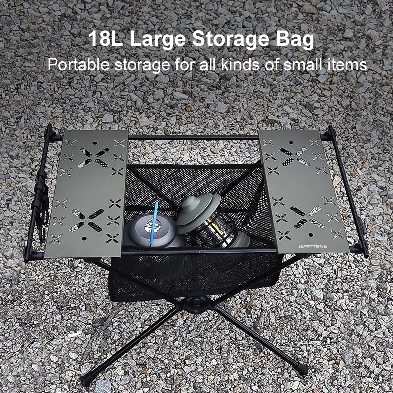 WESTTUNE Folding Camping Table Aluminum Lightweight Portable Outdoor Mesh Bag